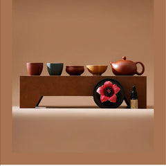 Handmade ceramic flower aromatherapy diffuser + 1 teapot + 4 cups set