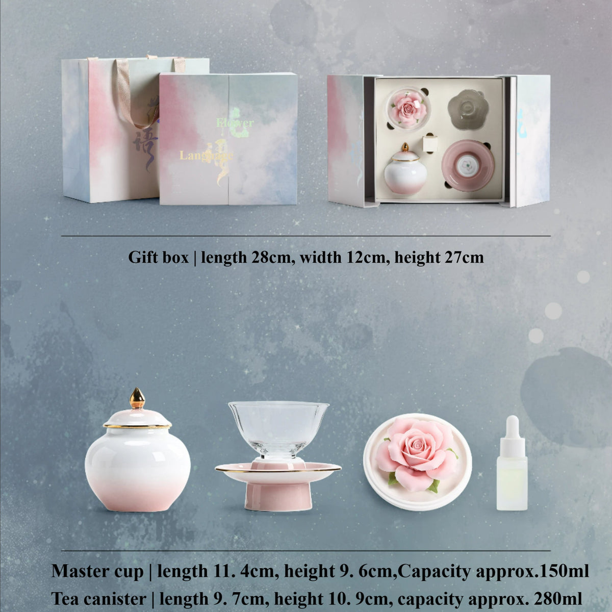 Handmade ceramic rose aromatherapy diffuser + tea set