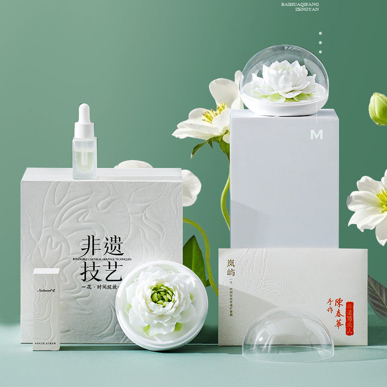 Handmade ceramic white lotus flower aromatherapy diffuser