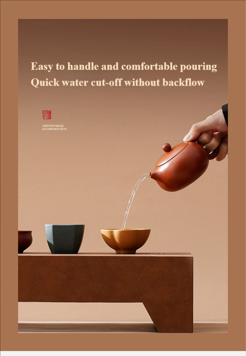 Handmade ceramic flower aromatherapy diffuser + 1 teapot + 4 cups set