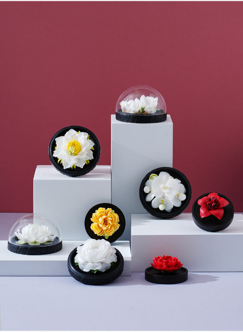 Handmade ceramic double flowers aromatherapy diffuser