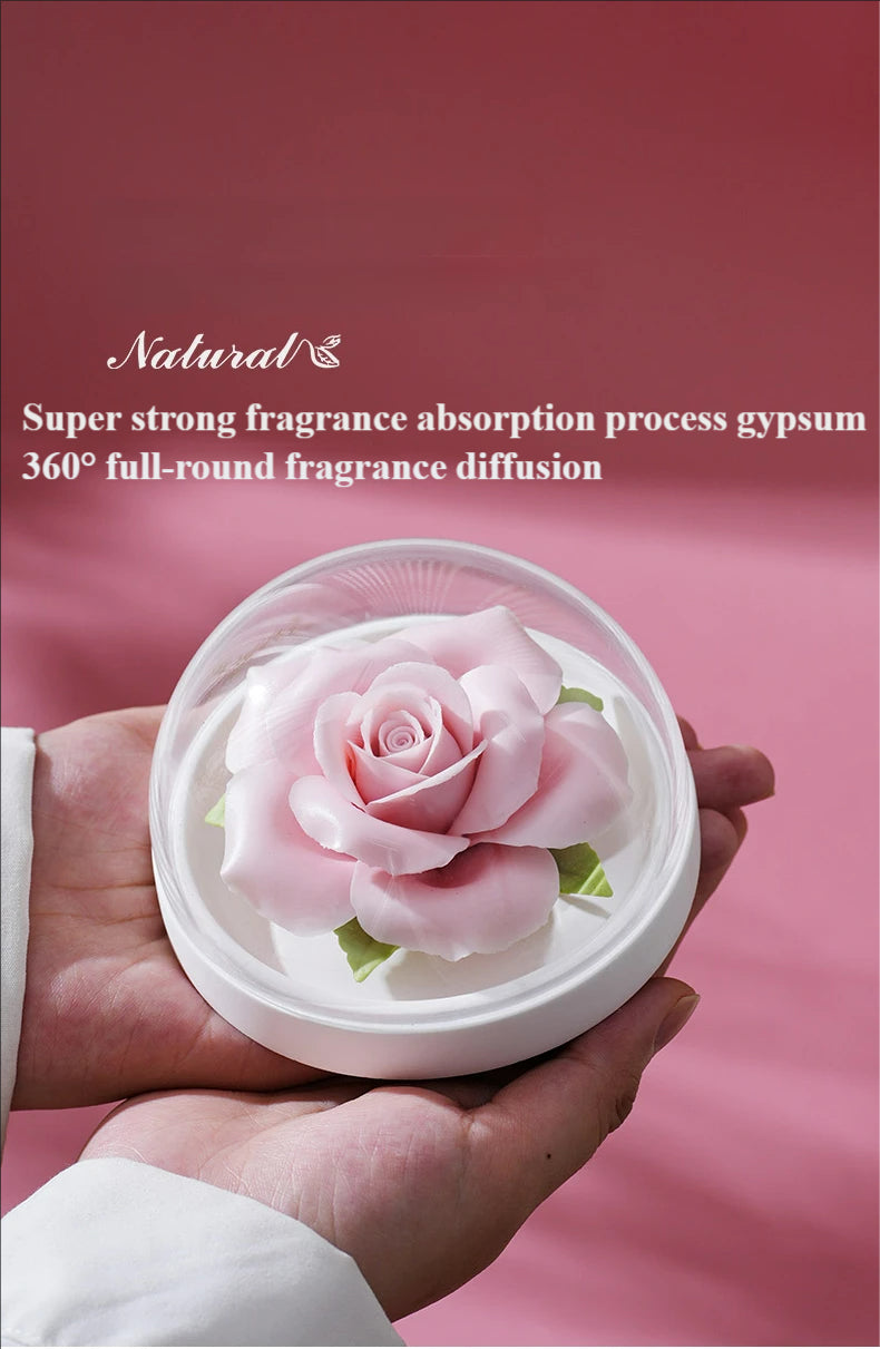 Handmade ceramic pink rose flower aromatherapy diffuser