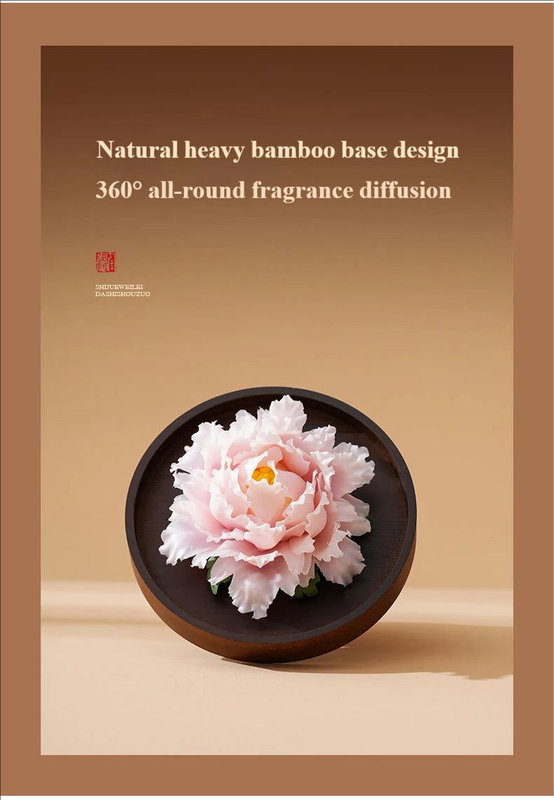 Handmade ceramic peony-shaped aromatherapy diffuser + 2 cups