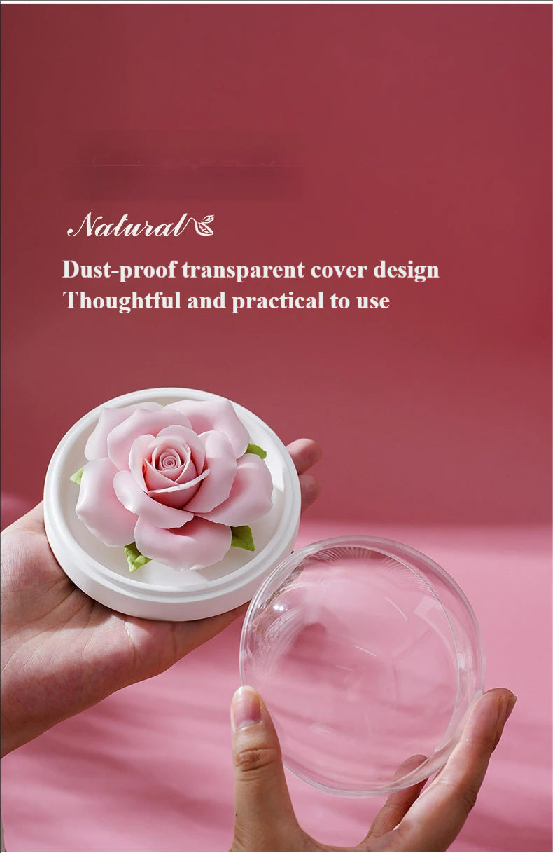 Handmade ceramic pink rose flower aromatherapy diffuser